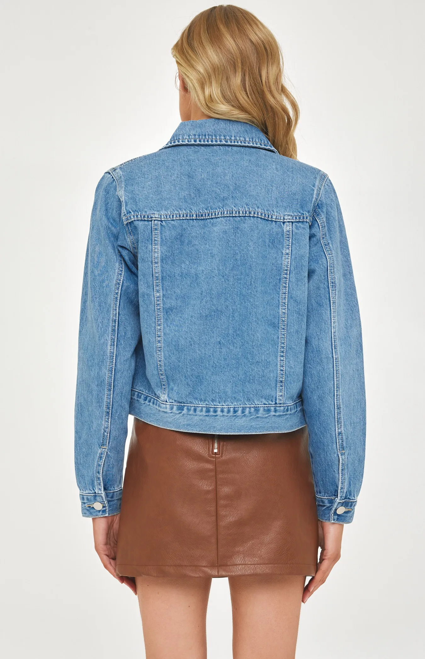 Denim Jacket with Front Pockets and Seam Details (SDM125)