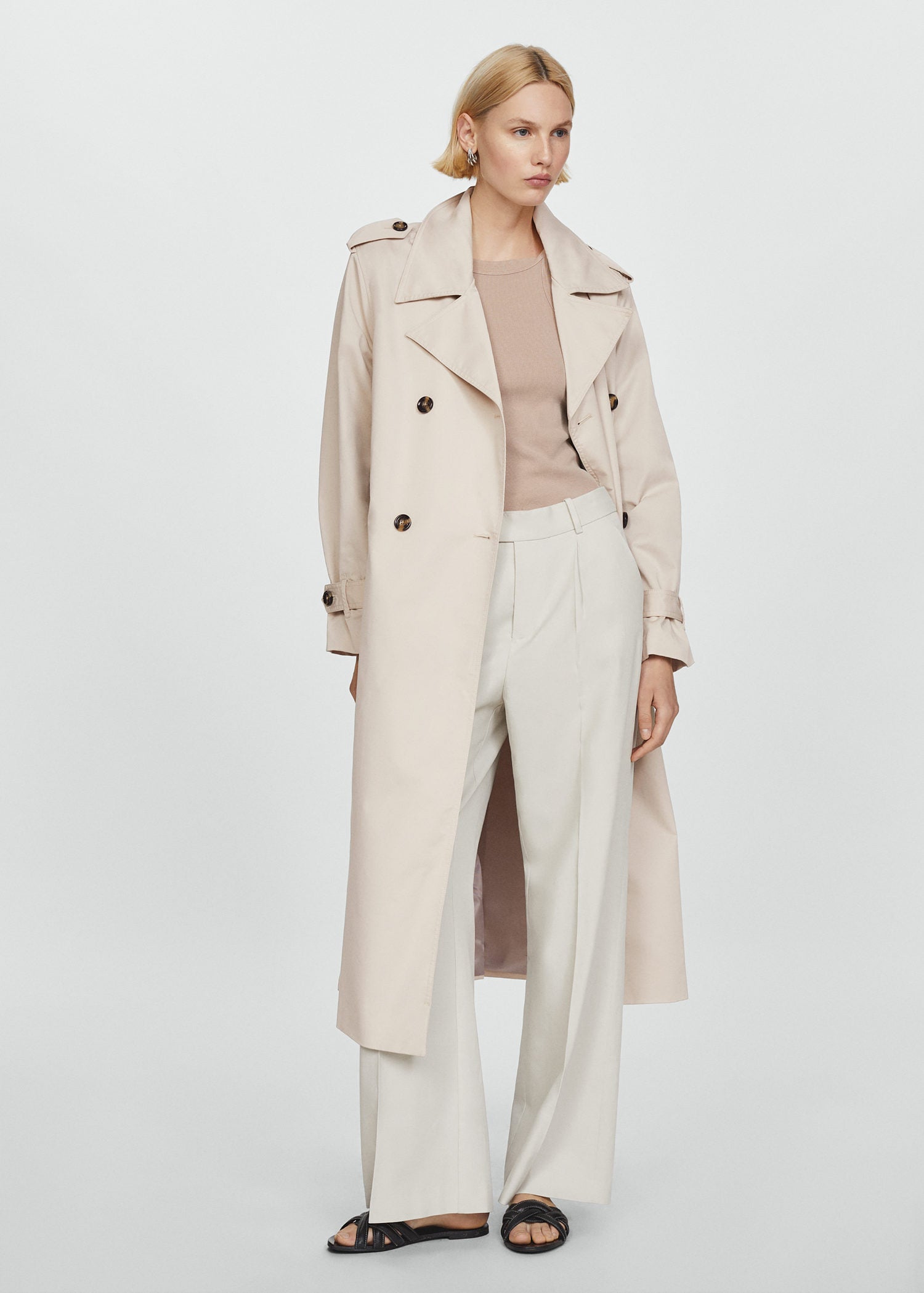 Double-button trench coat