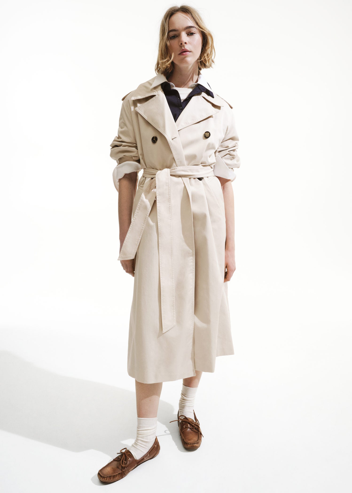 Double-button trench coat