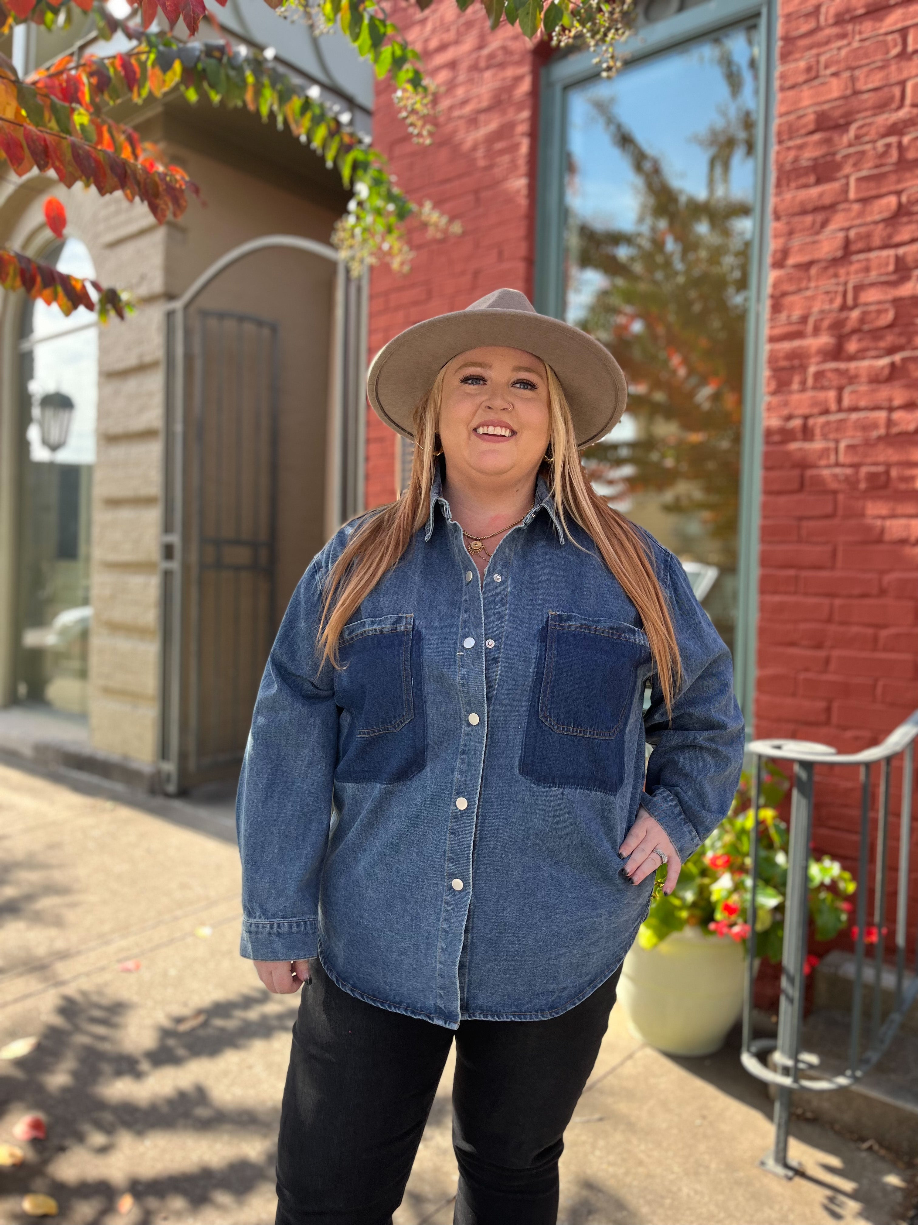 Double Denim Pocket Jacket PLUS