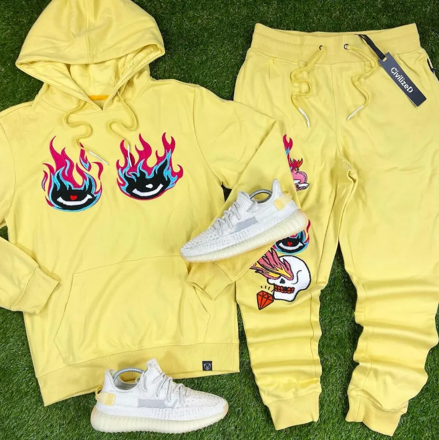 Fire Eyez Hoodie Set (Pale Yellow) /C8