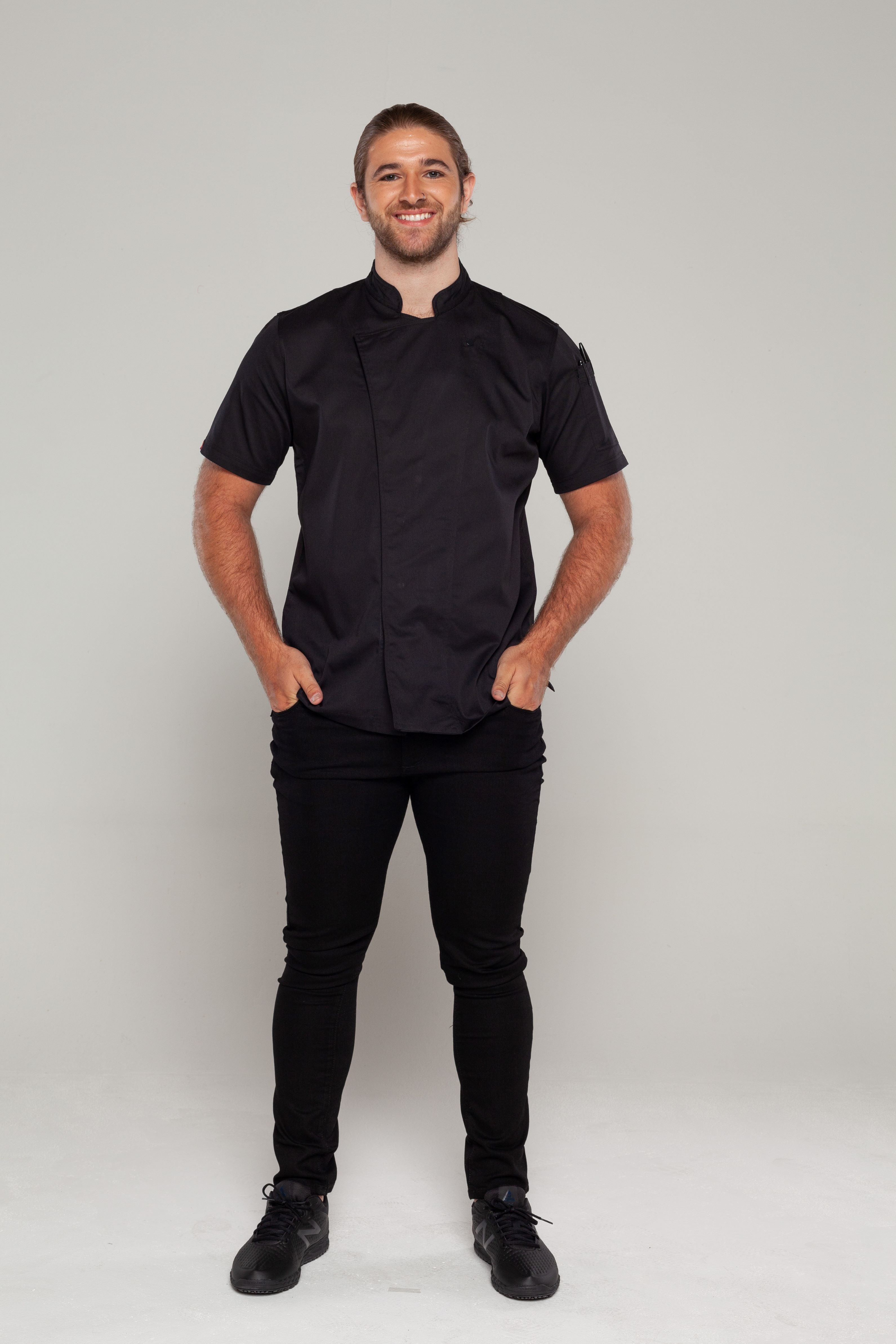 Flinders Black Chef jackets with Cool-vent