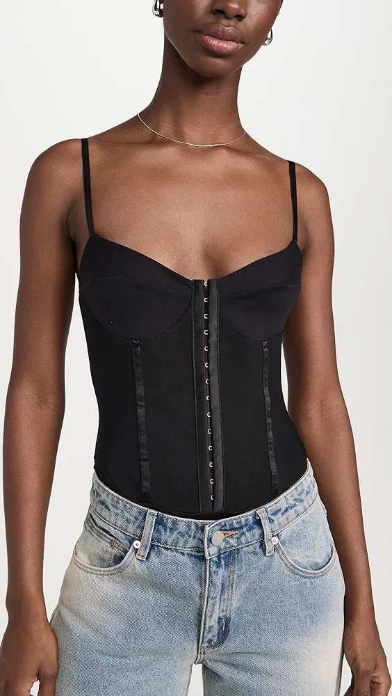 Free People   Night Rhythm Corset Thong Bodysuit 