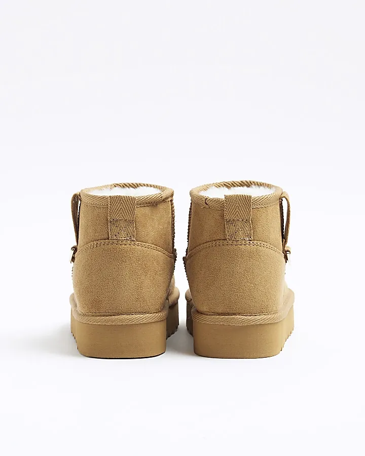 Girls beige suedette boots