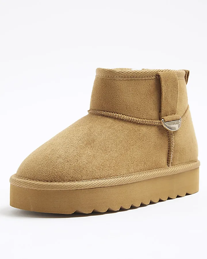 Girls beige suedette boots