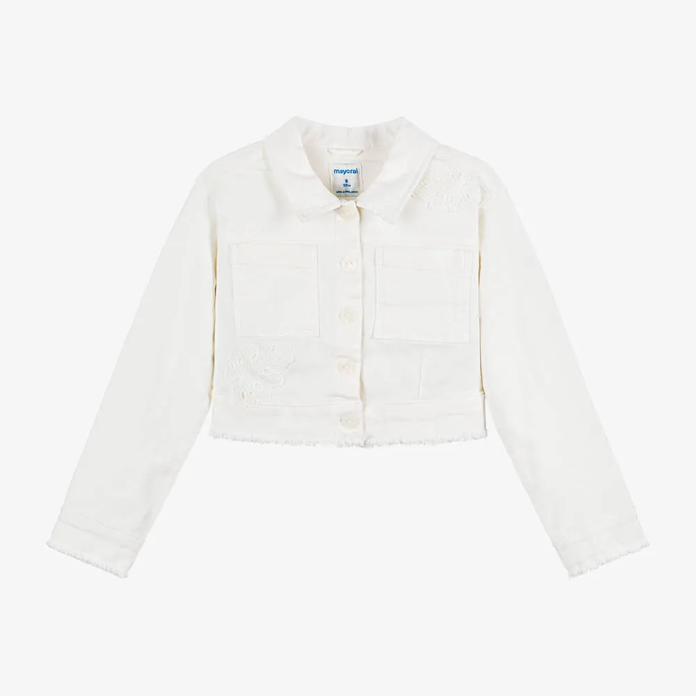 Girls Ivory Denim Jacket