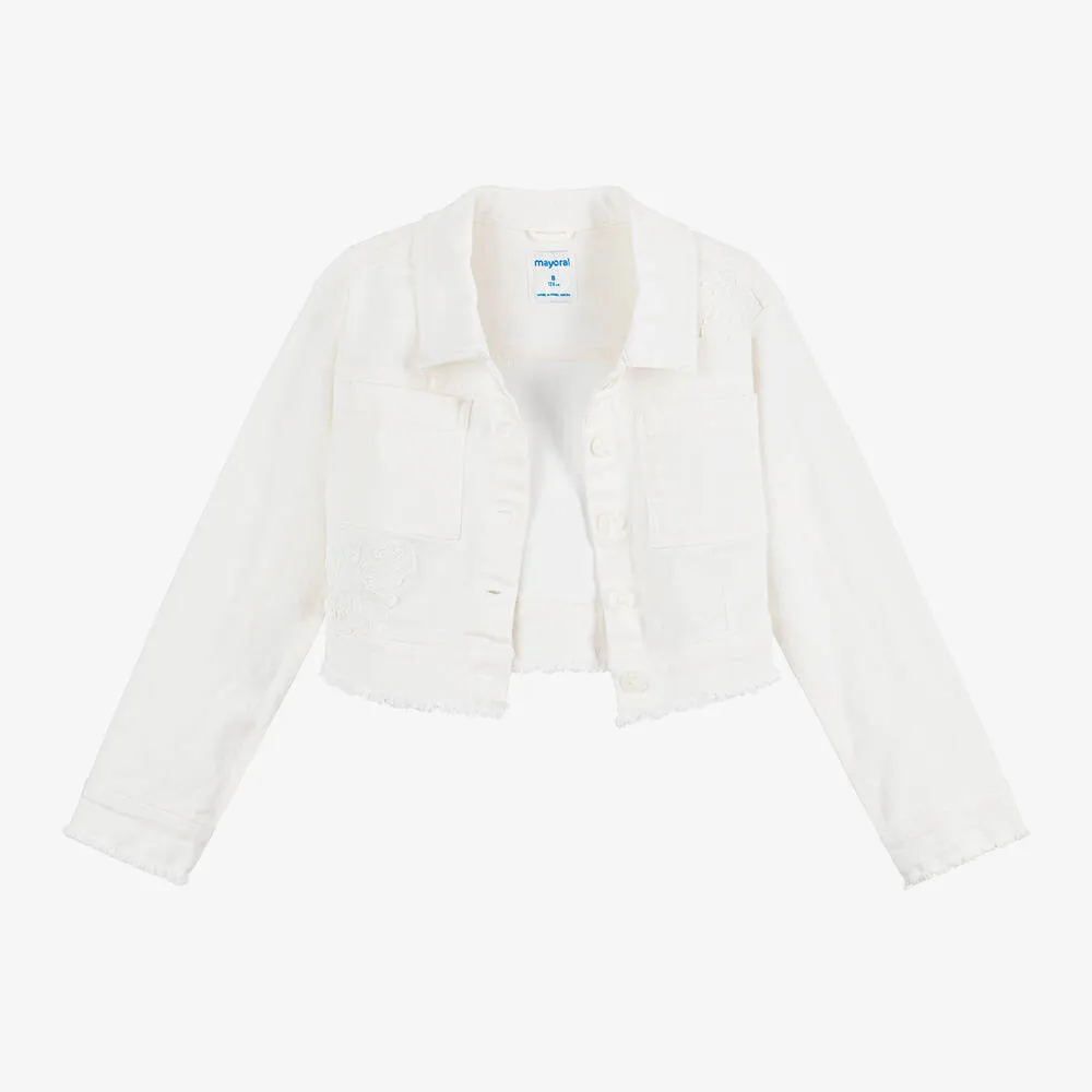 Girls Ivory Denim Jacket