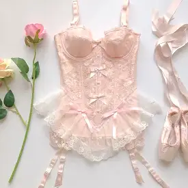 handmade Light pink ballet corset lingerie