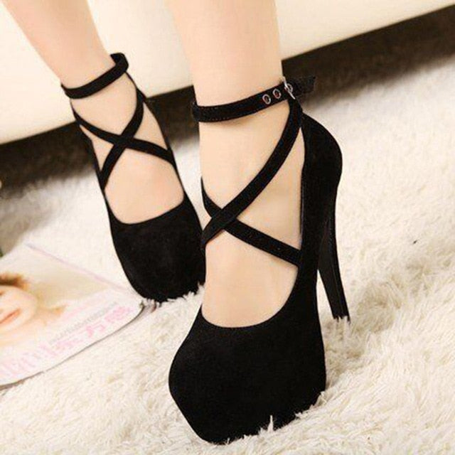 High Heels Suede Ladies Shoes Plus Size