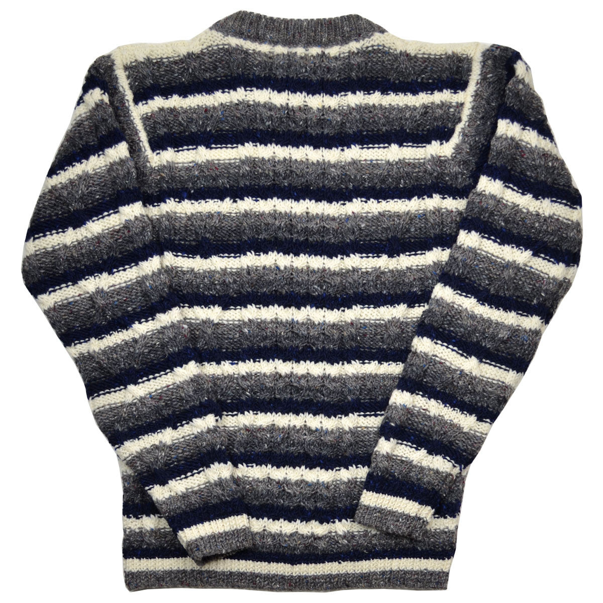 Howlin' - Moodyman Wool Sweater - Grey / Navy / Ecru Stripes