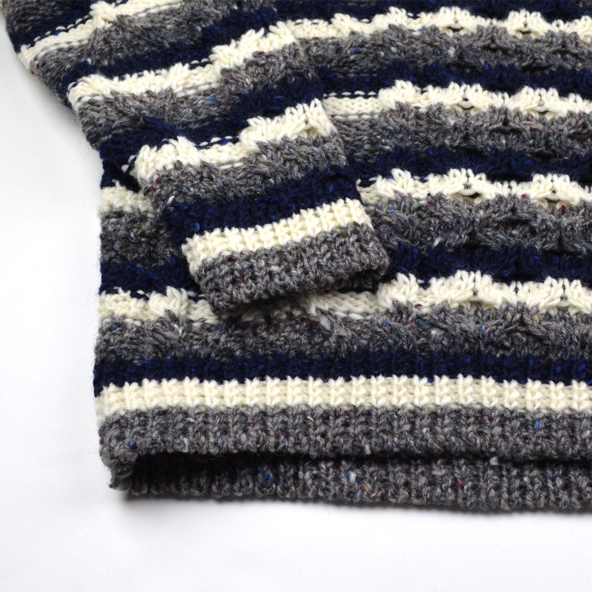 Howlin' - Moodyman Wool Sweater - Grey / Navy / Ecru Stripes