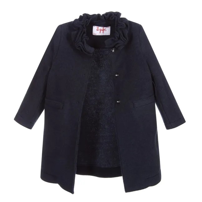 Il Gufo Navy Fleece Coat: 12 Years