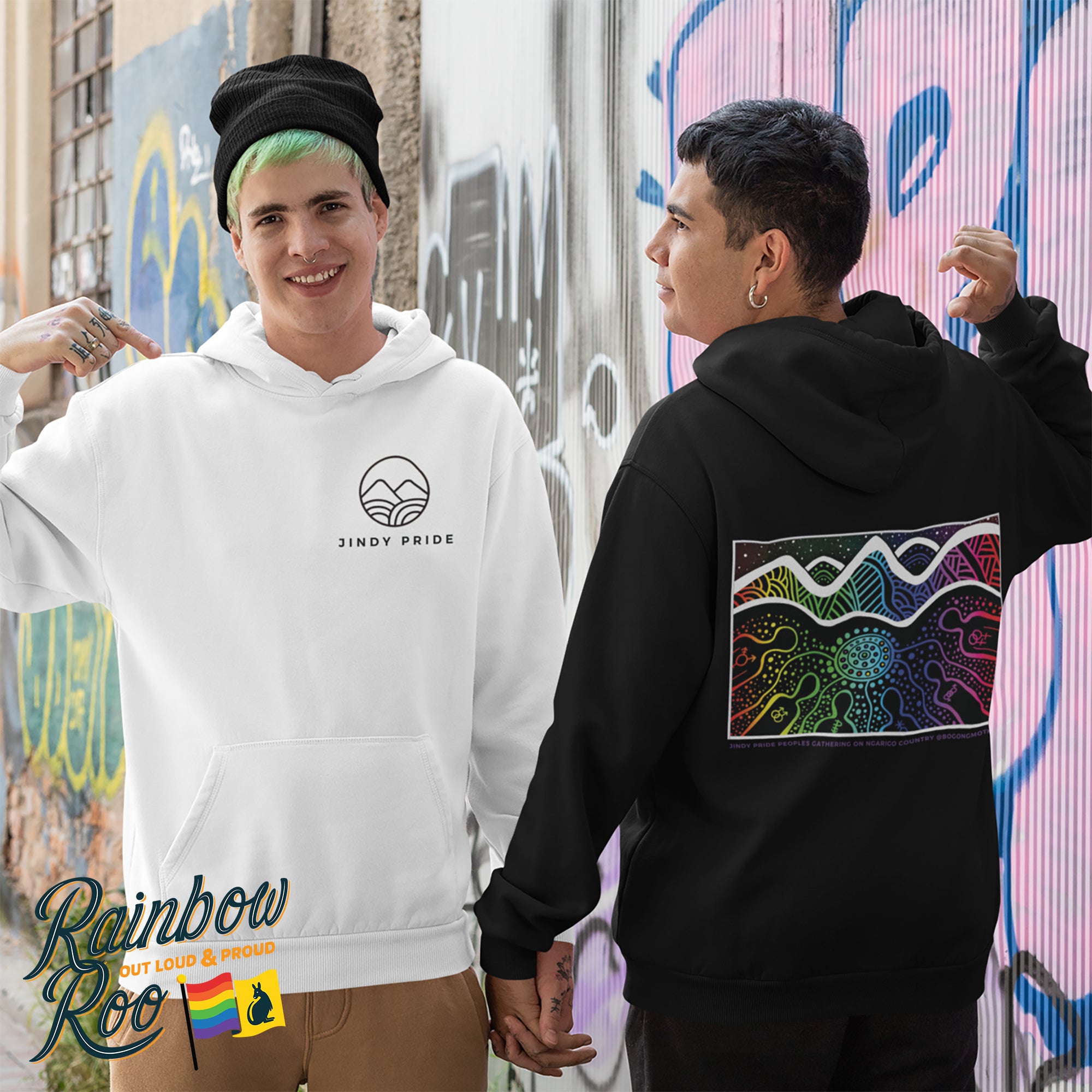 Jindy Pride Logo & Ngarigo Country Art Hoodie (CLB001)