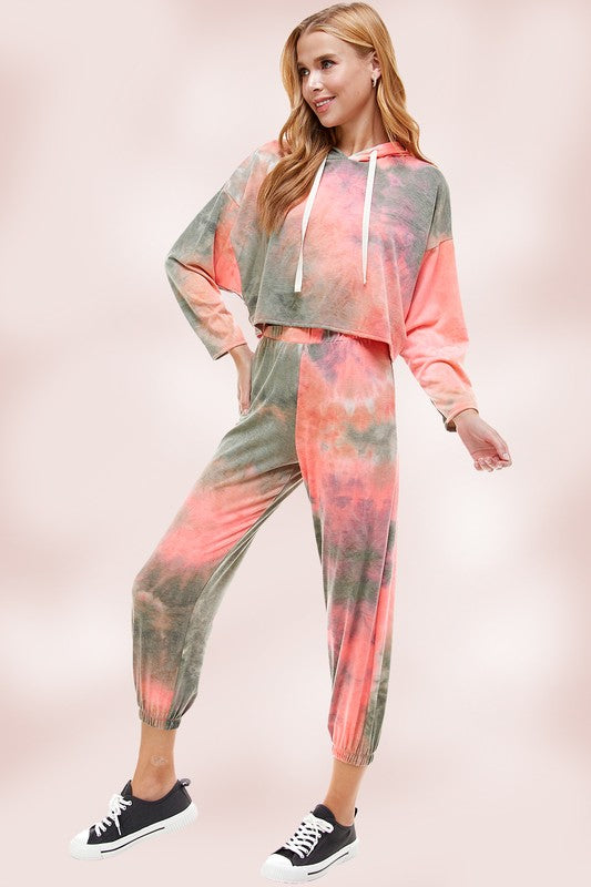 JOGGERS SETS TIE DYED HOODIE JOGGER PANT SET