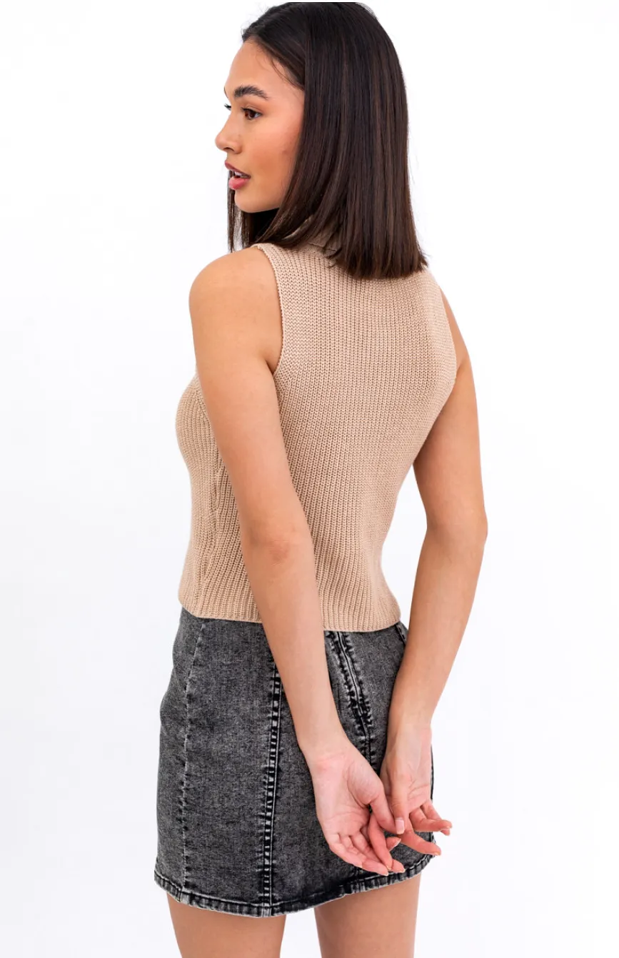 Kensy Knit Turtleneck - Beige