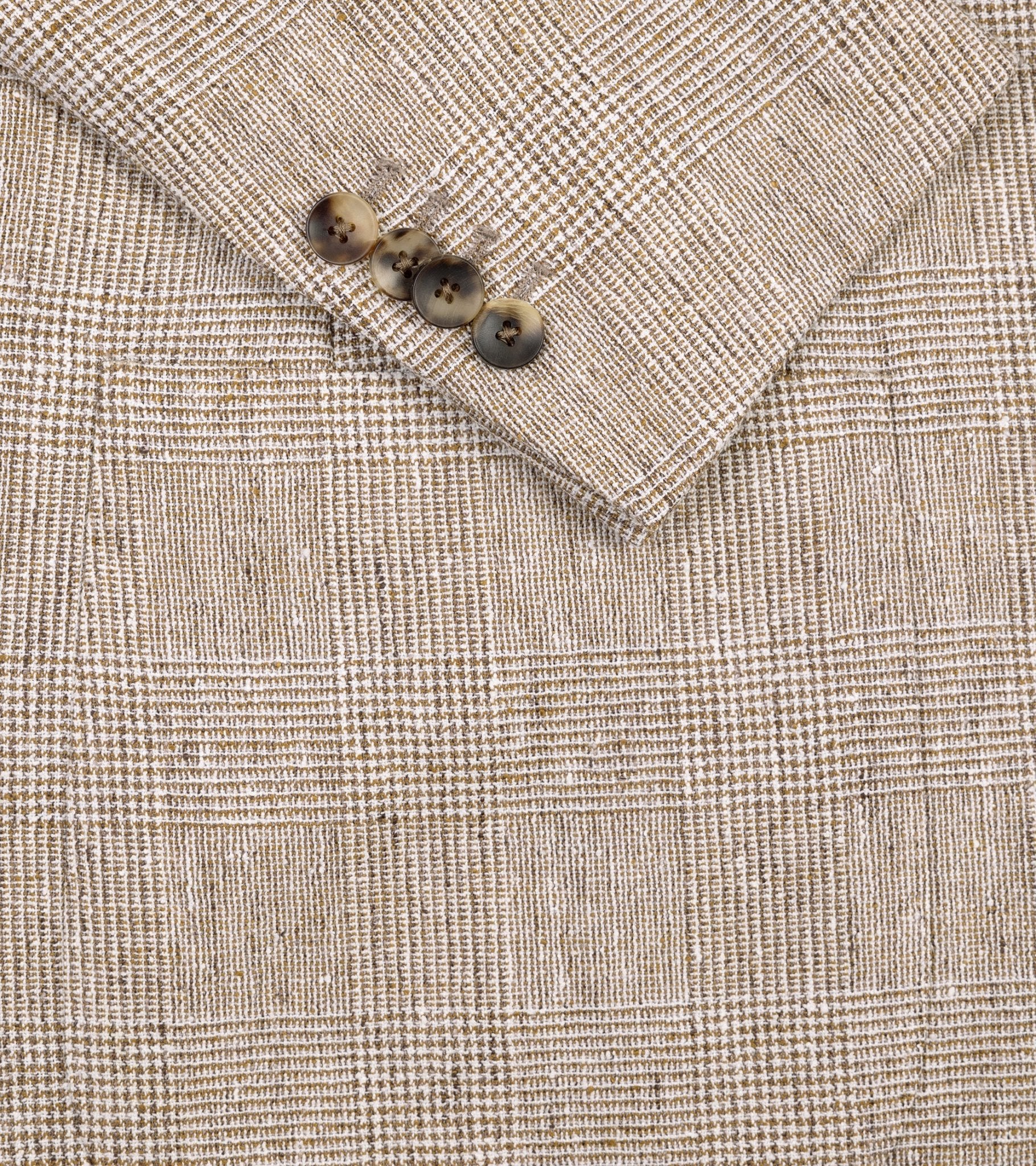 Lardini Linen Blend Prince of Wales Check Jacket: Tan