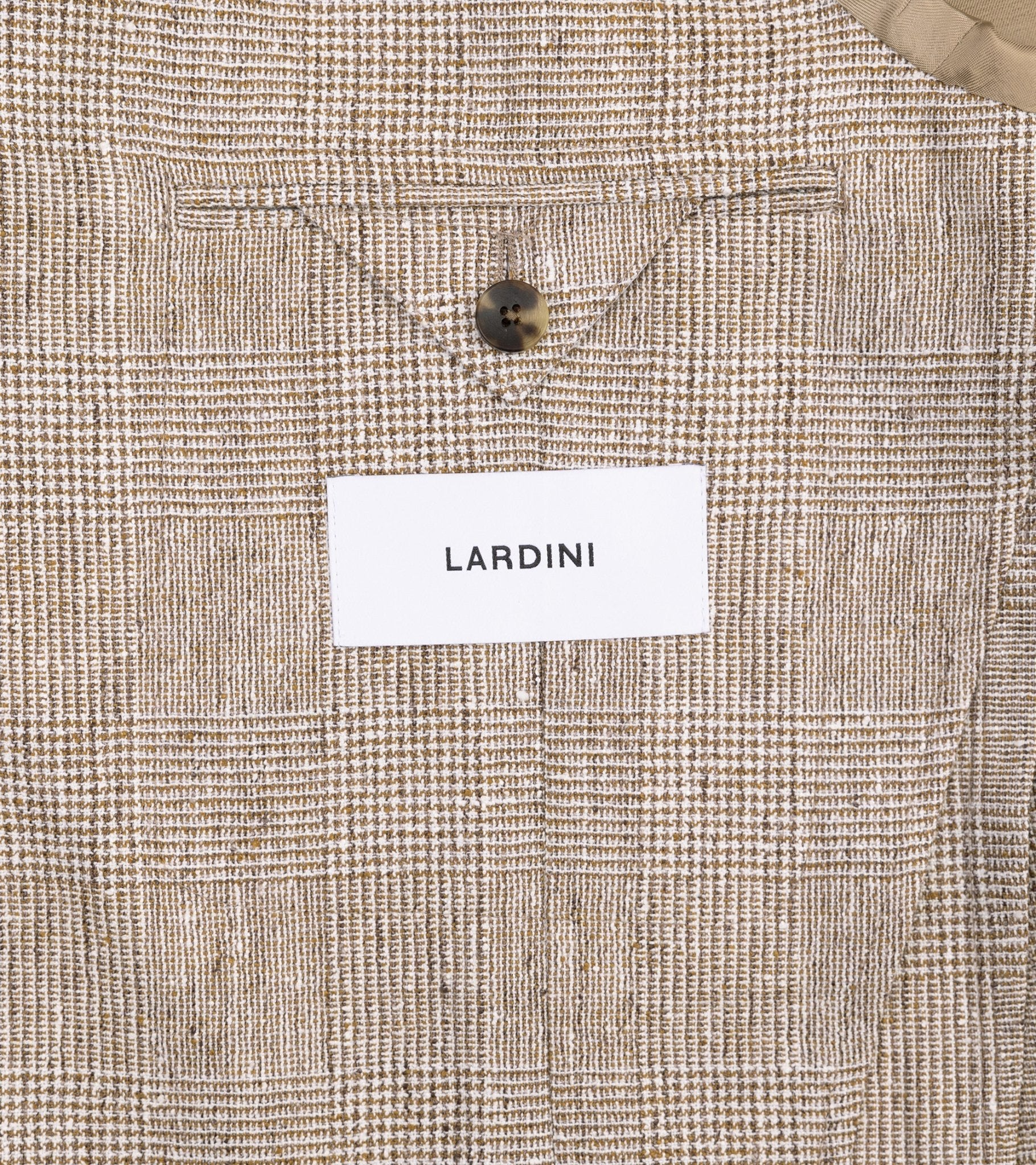 Lardini Linen Blend Prince of Wales Check Jacket: Tan