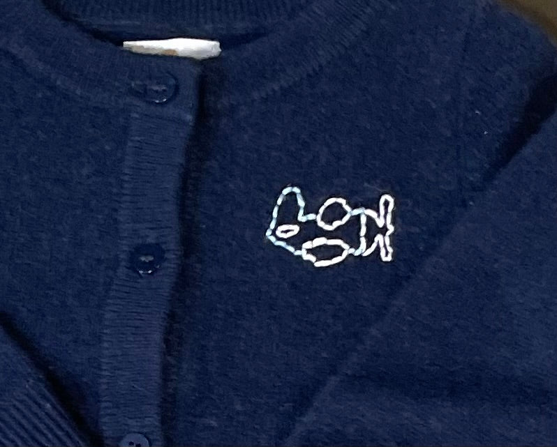 Le Fasheri Navy Cashmere Hand Embroidered Airplane Sweater