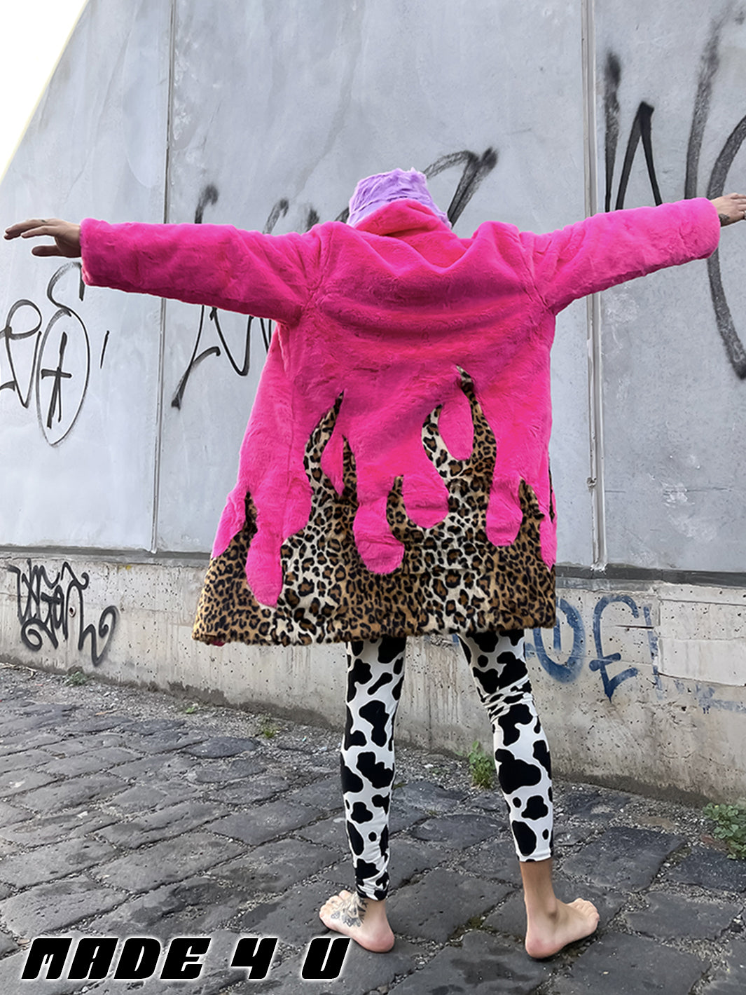 LION KING FAUX FUR JACKET - PINK & LEOPARD  MADE 4 U 