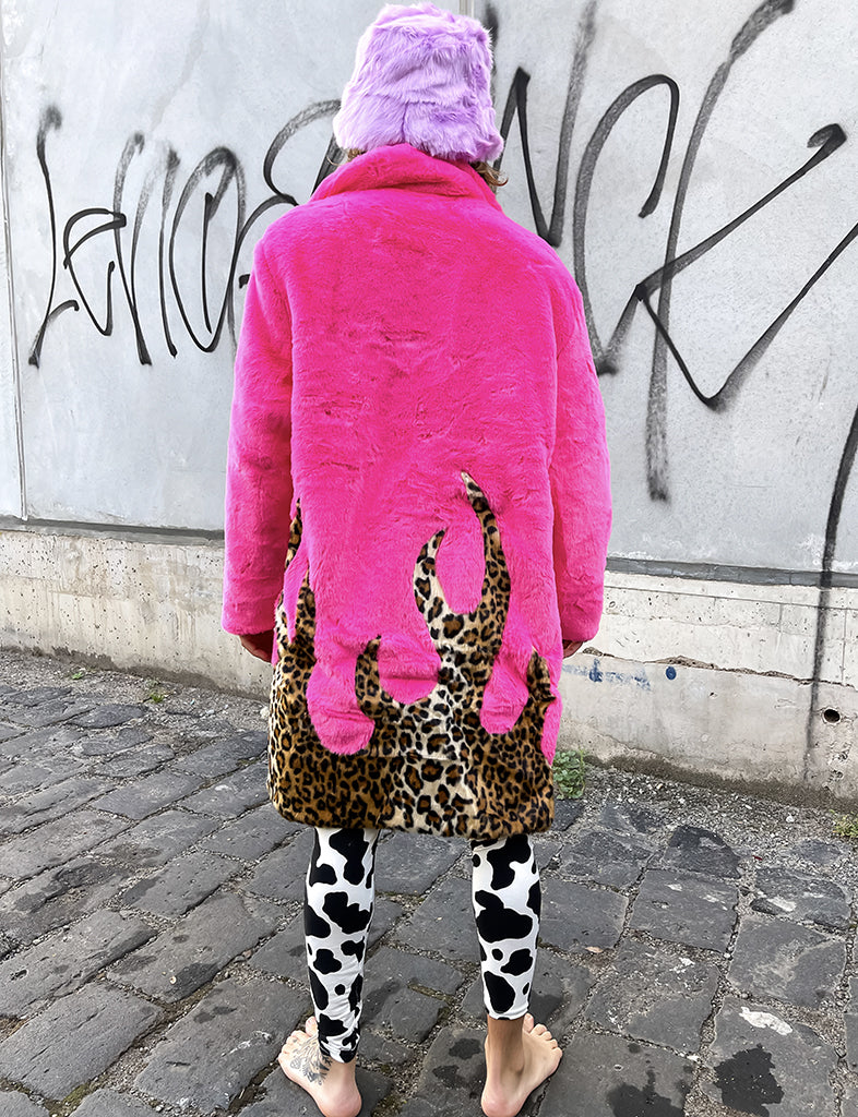 LION KING FAUX FUR JACKET - PINK & LEOPARD  MADE 4 U 