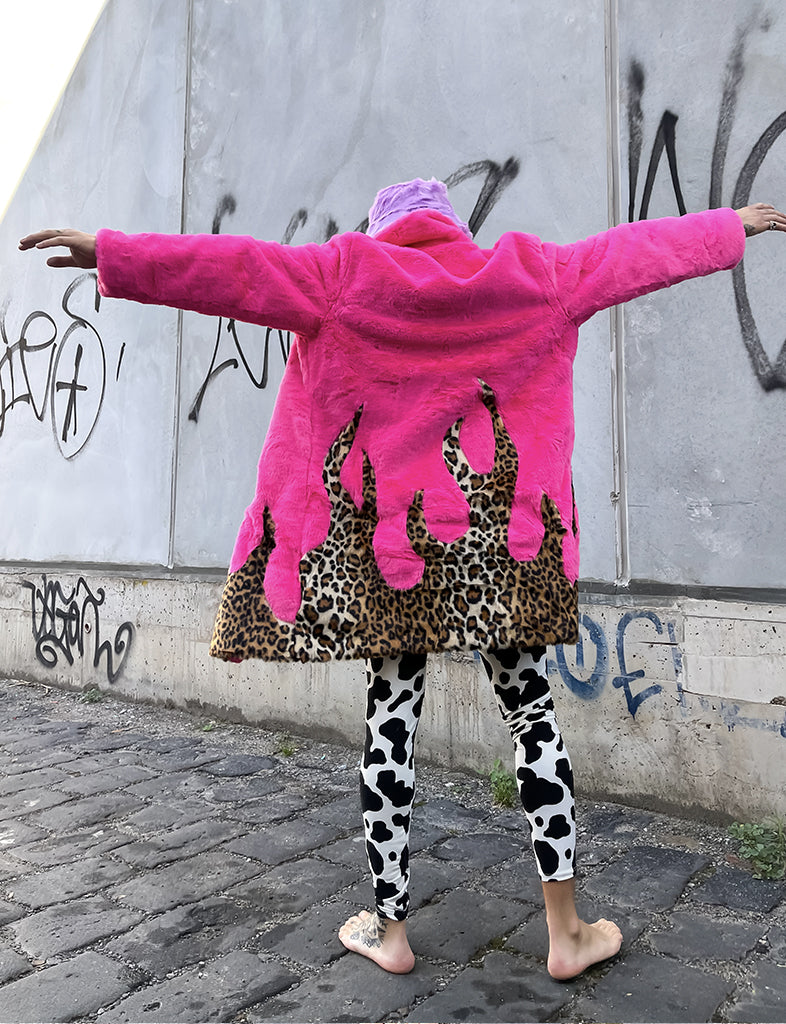 LION KING FAUX FUR JACKET - PINK & LEOPARD  MADE 4 U 