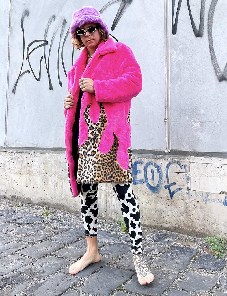 LION KING FAUX FUR JACKET - PINK & LEOPARD  MADE 4 U 