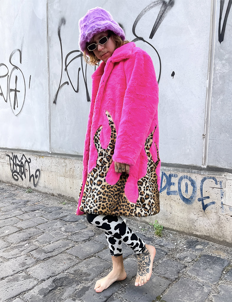 LION KING FAUX FUR JACKET - PINK & LEOPARD  MADE 4 U 