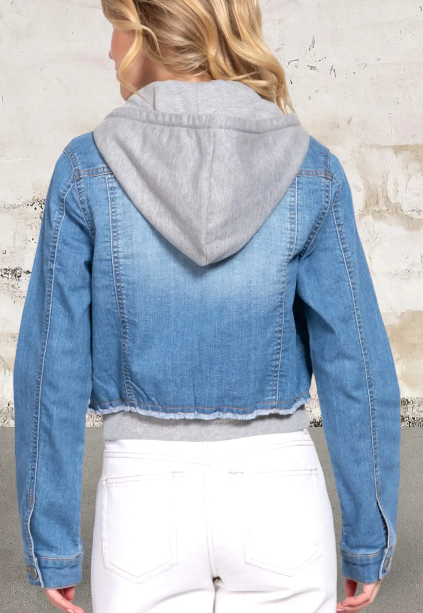 Long Sleeve Hoodie Blue Denim Jacket