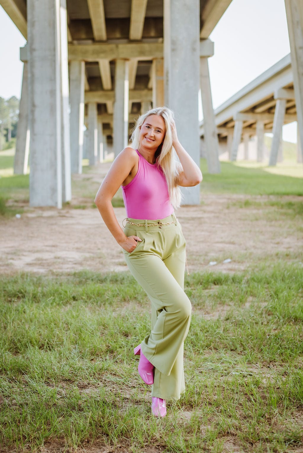 Magenta Sleeveless Bodysuit