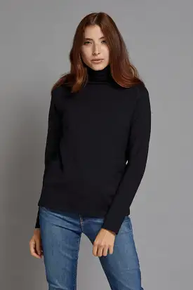 Majestic Long Sleeve Luxe Raglan Turtleneck in Noir