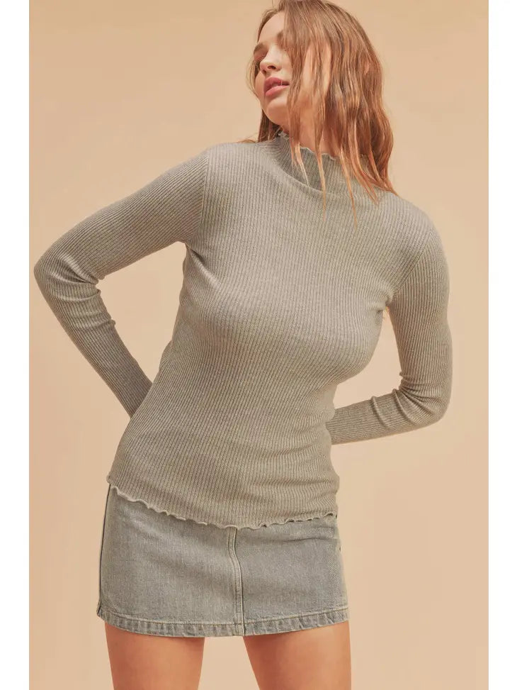 Marcey Ribbed Knit Mock Neck Sweater