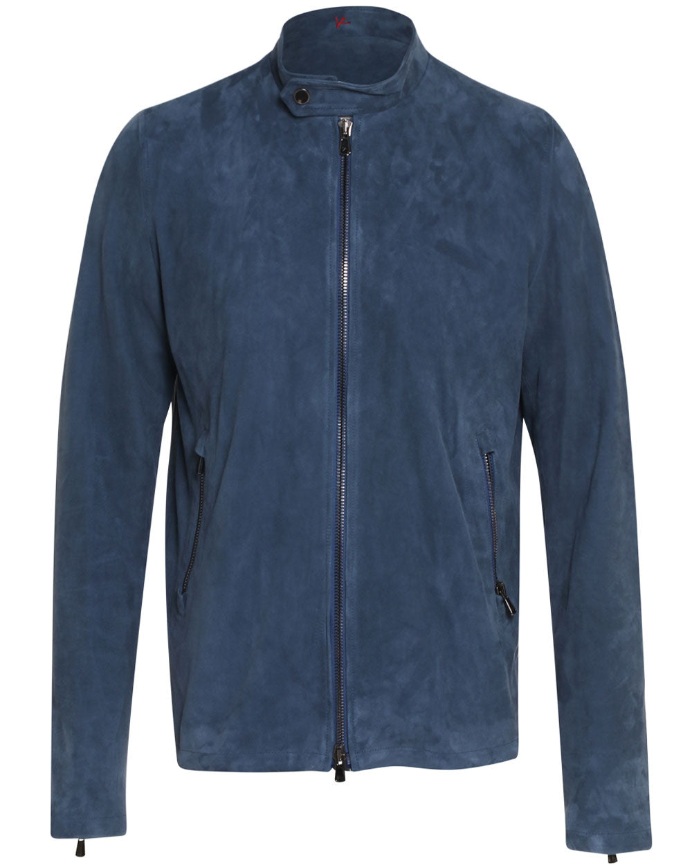 Medium Blue Suede Moto Jacket