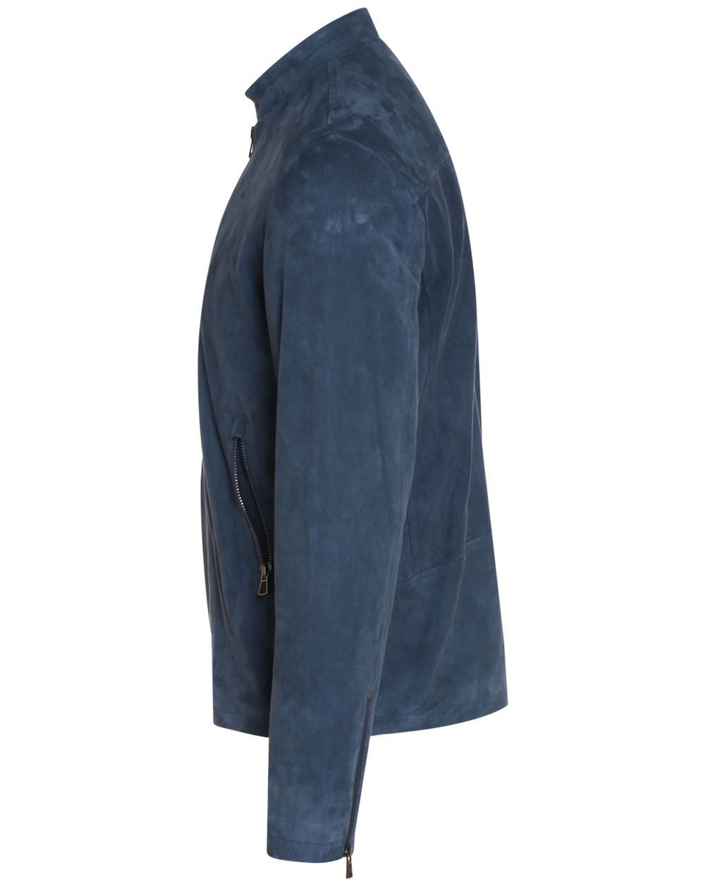 Medium Blue Suede Moto Jacket