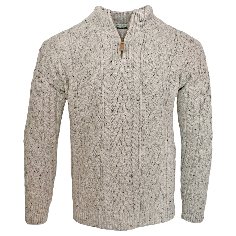 Men's Half Zip Aran Wool Sweater