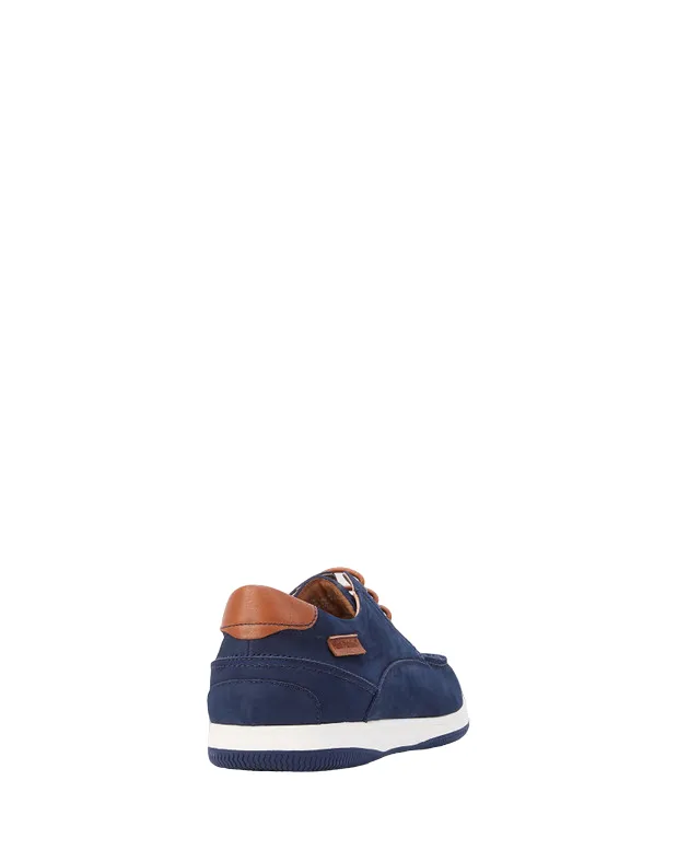 Mens Hush Puppies Dusty Navy Leather Casual Everyday Shoes