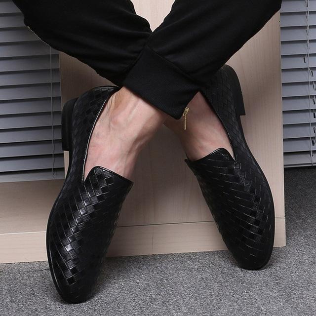 Men's Luxury Braid Synthetic Leather Casual Driving Oxfords Loafers Shoes