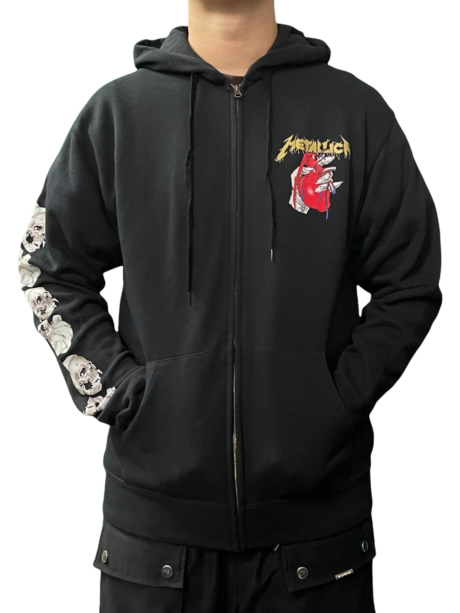 Metallica Heart Zipped (Arm Print) Hoodie Unisex Official Brand New Various Sizes