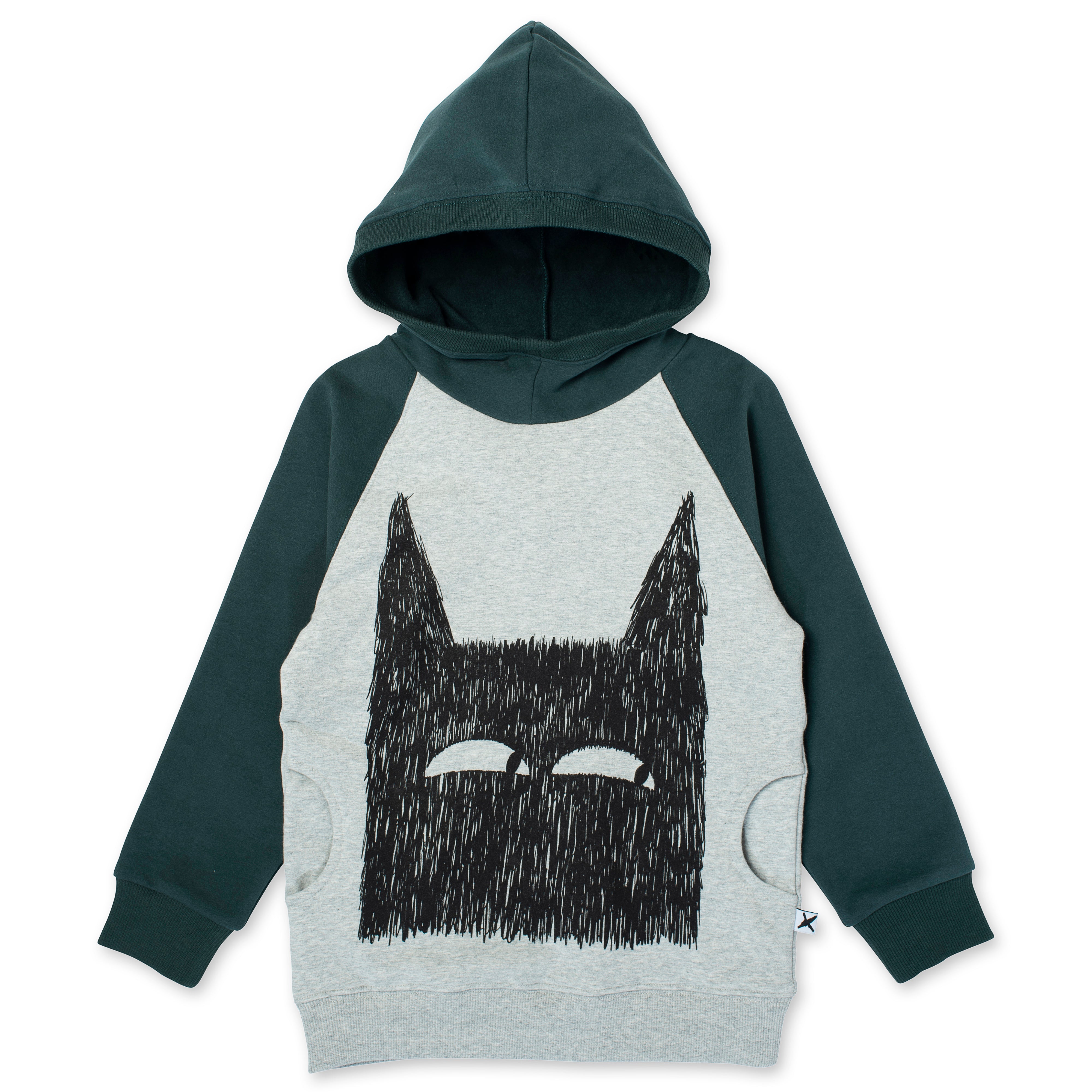 Minti Sketchy Wolf Furry Hood - Grey Marle/Forest