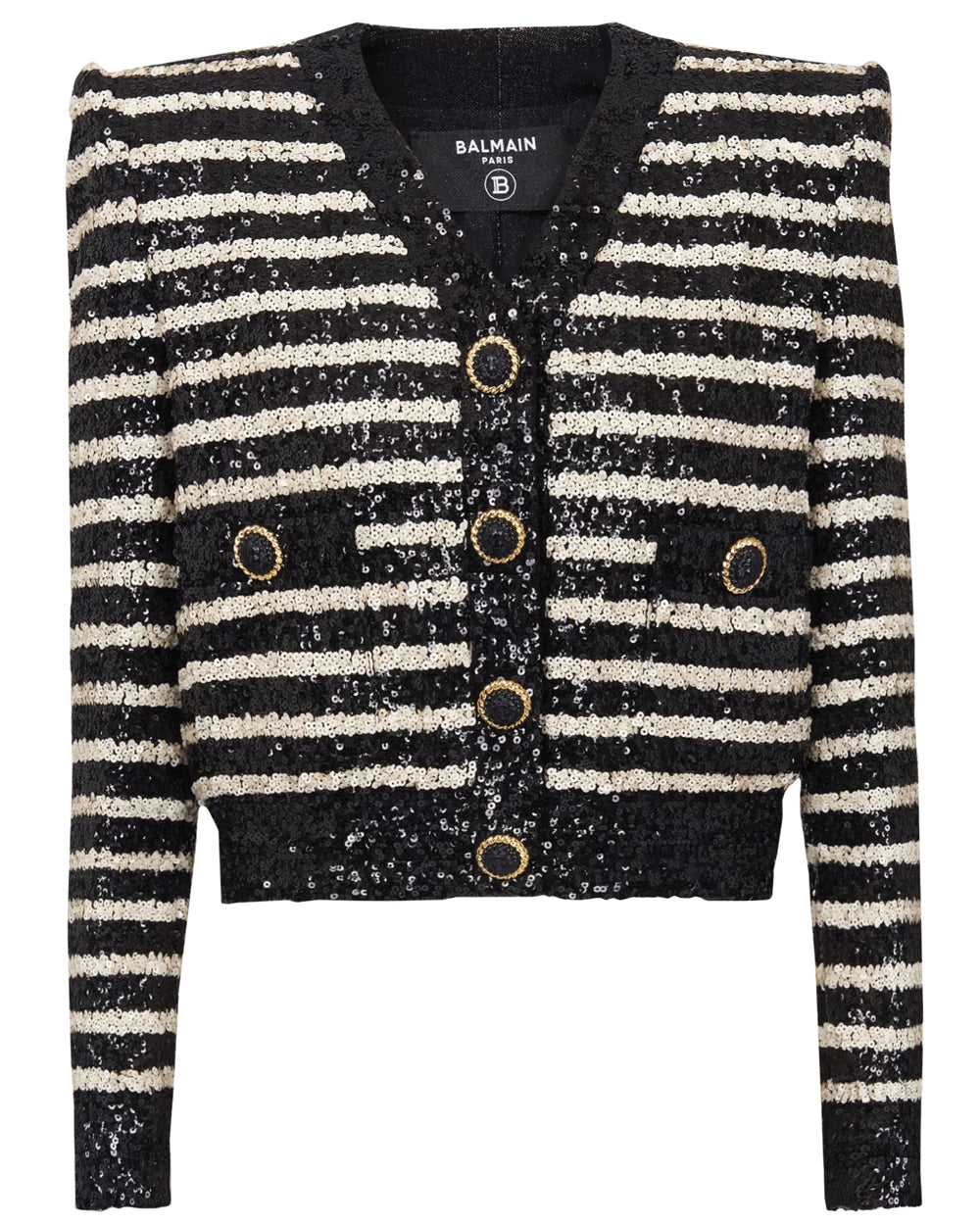 Noir and Blanc Stripe Glittered Jacket