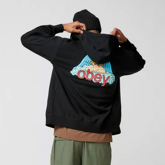 OBEY Heaven Angel Full Zip Hoodie Sweatshirt - Black