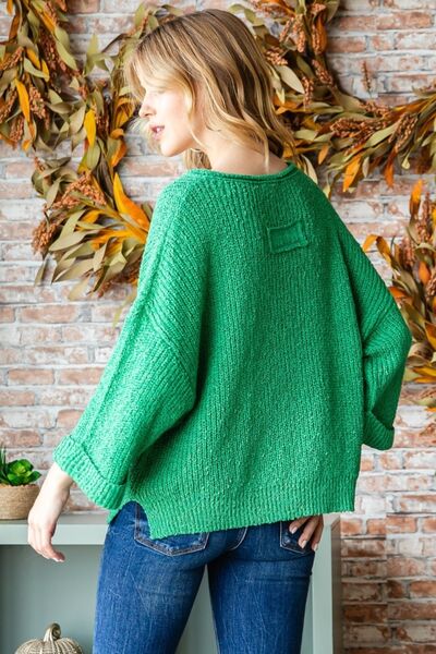 Odessa Notched Long Sleeve Sweater