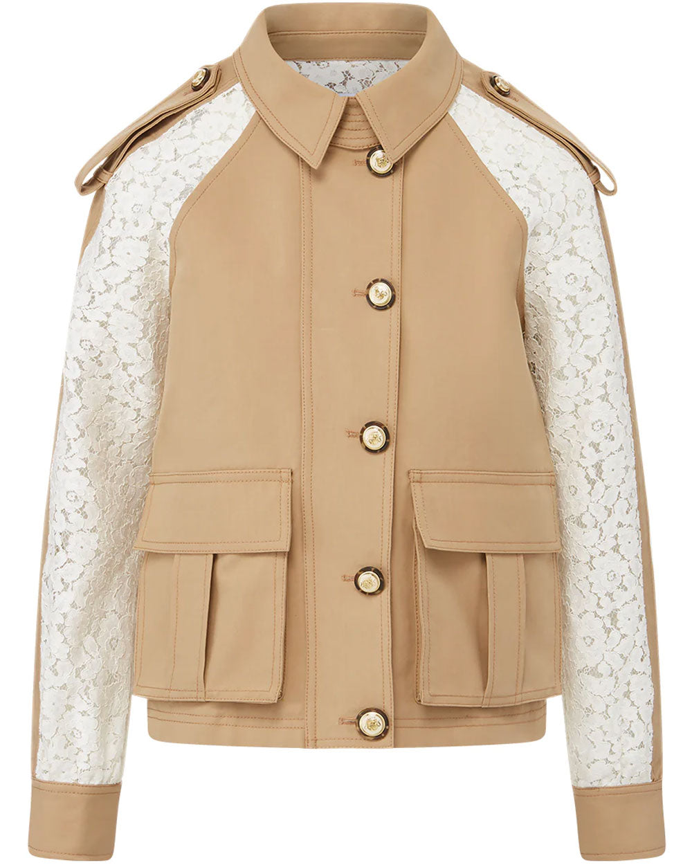 Off White and Khaki Oda Dickey Coat