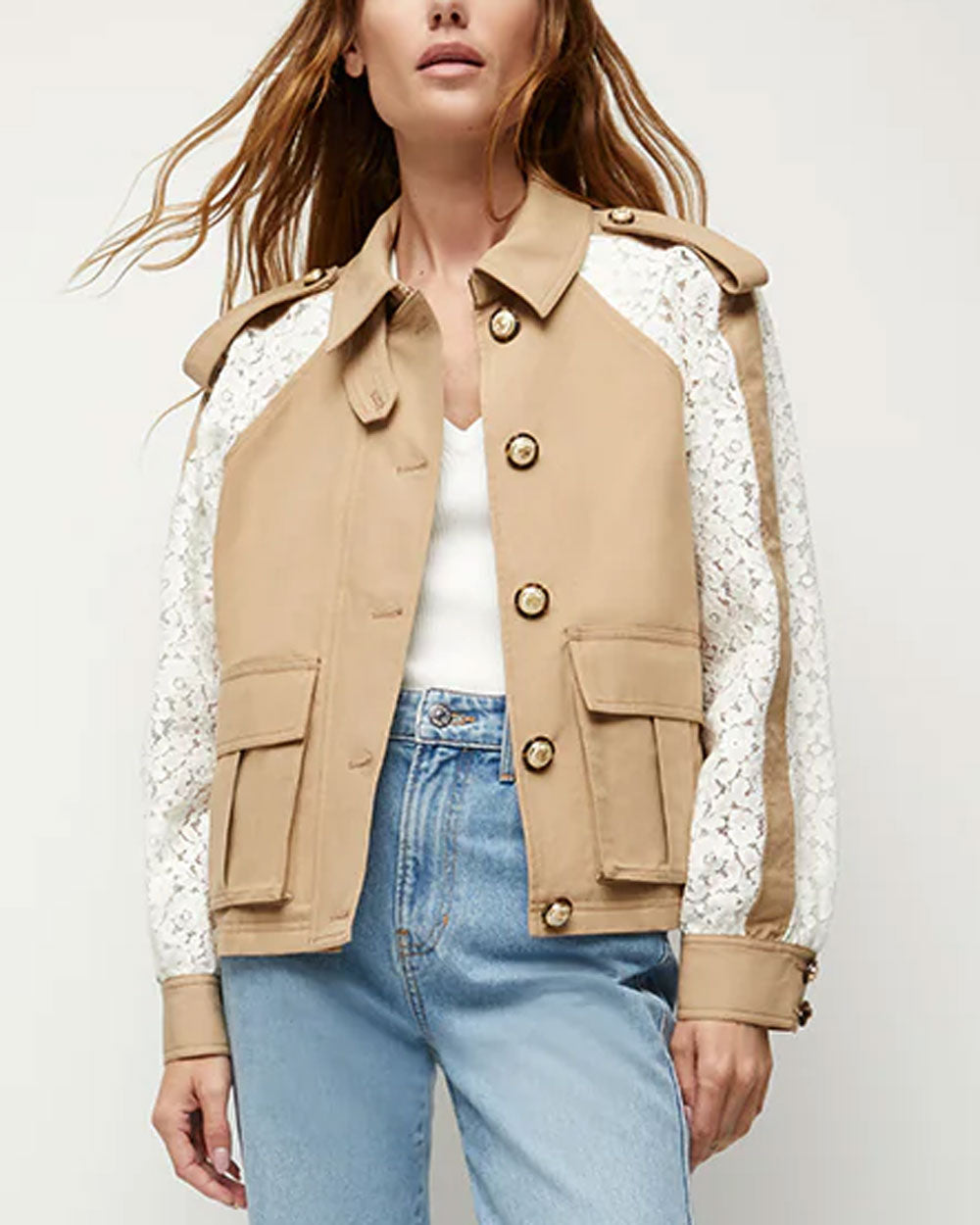 Off White and Khaki Oda Dickey Coat