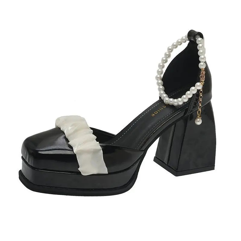 Pearl Square Toe Mary Jane Lolita Shoes