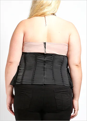 PLUS SIZE CHIFFON HALTER CORSET