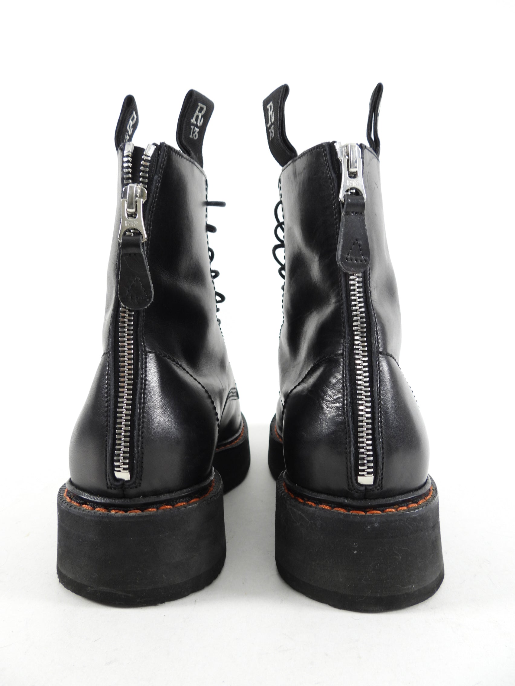 R13 Black Lace up Ankle Boots - 37