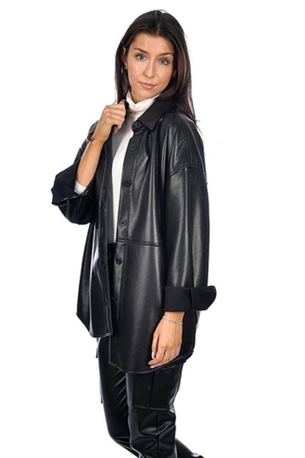 RD Style Makayla Faux Leather Shacket