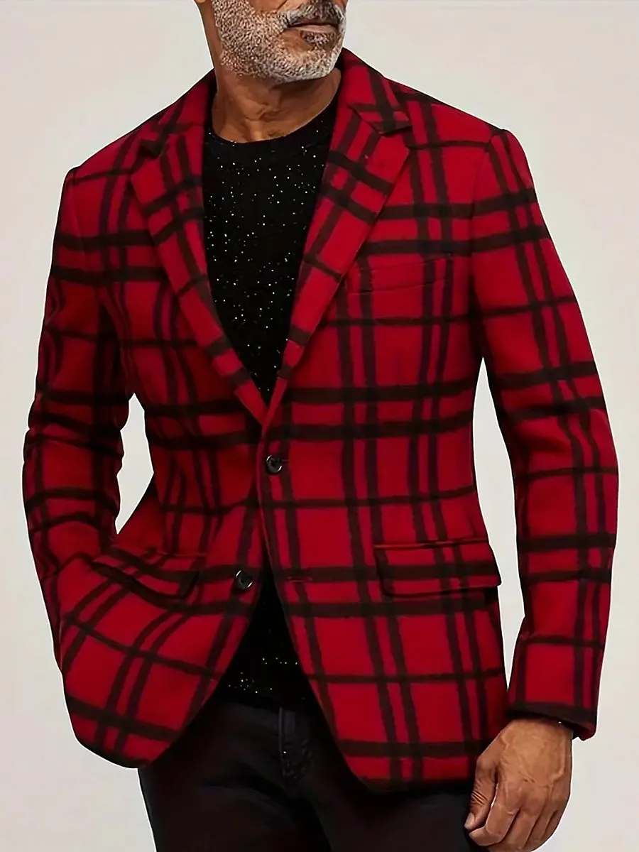 Retro Plaid Print Single-breasted Blazer