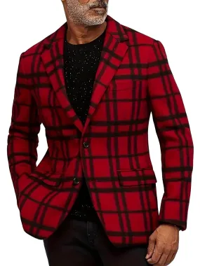 Retro Plaid Print Single-breasted Blazer