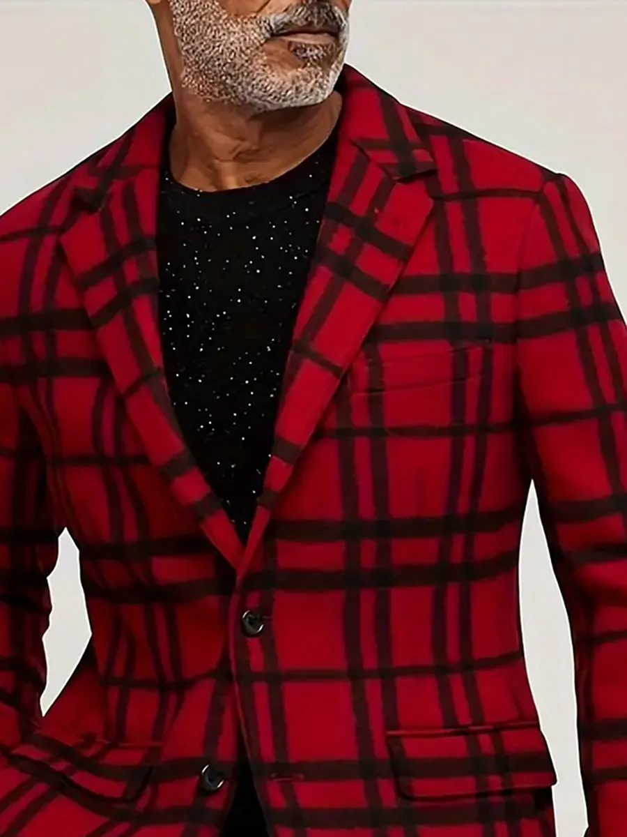 Retro Plaid Print Single-breasted Blazer